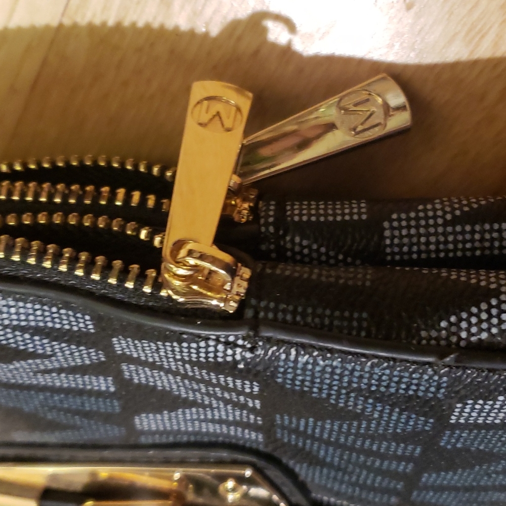 MFK blue gray and black purse
